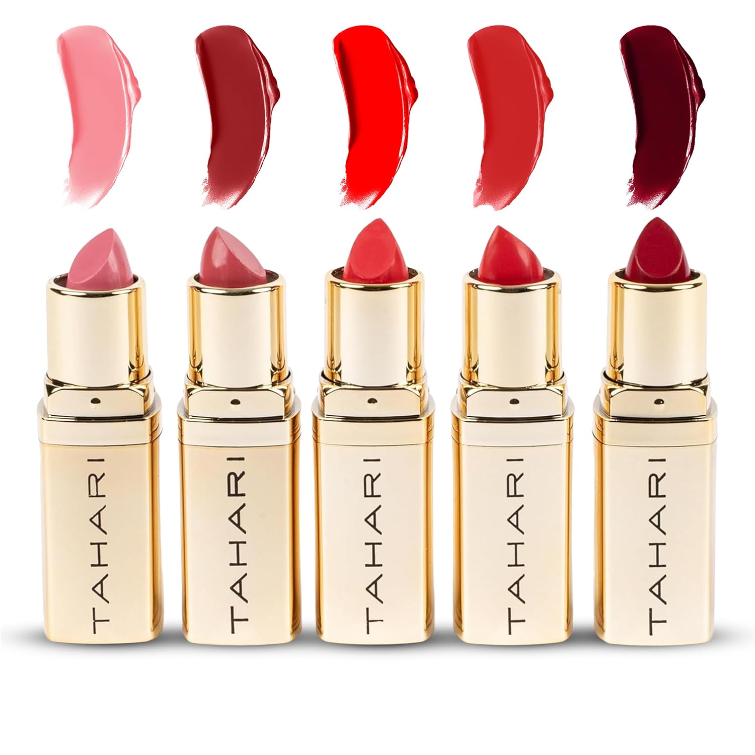 VOTUM Tahari Lipstick Set, Super Lustrous 5 Piece Gift Set, Multi-Finish, Cream Pearl & Matte, Pack of 5 (Red)