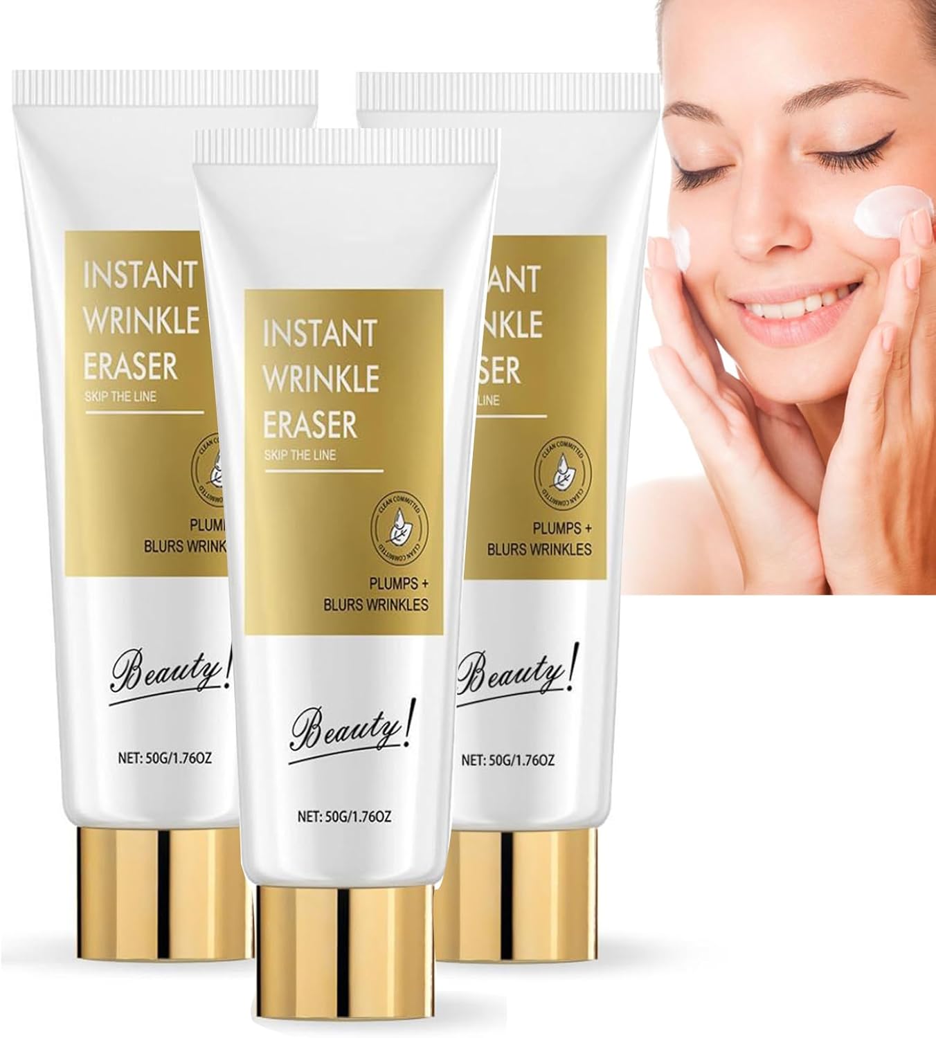 Instant Wrinkle Eraser,Natural Instant Wrinkle Remover Serum Firming Lotion,Skin Tightening Cream for Face,Anti-Aging Anti Wrinkle Eye Cream for Face & Body,Day and Night Moisturiser (50g, 3PC)