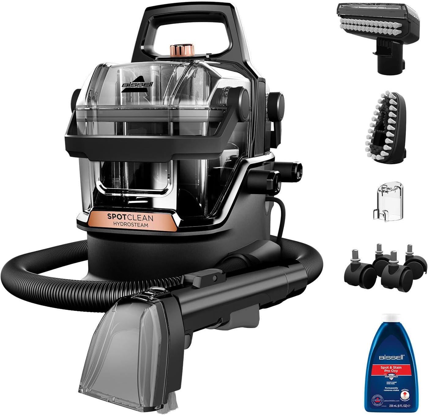 BISSELL SpotClean HydroSteam, Steam Cleaner, Powerful Carpet Cleaner 1000W, Upholstery Cleaner with HydroSteam, Portable Spot Cleaner, Carpet Stain Remover for Upholstery, Sofa Cleaner & Car, 3689E