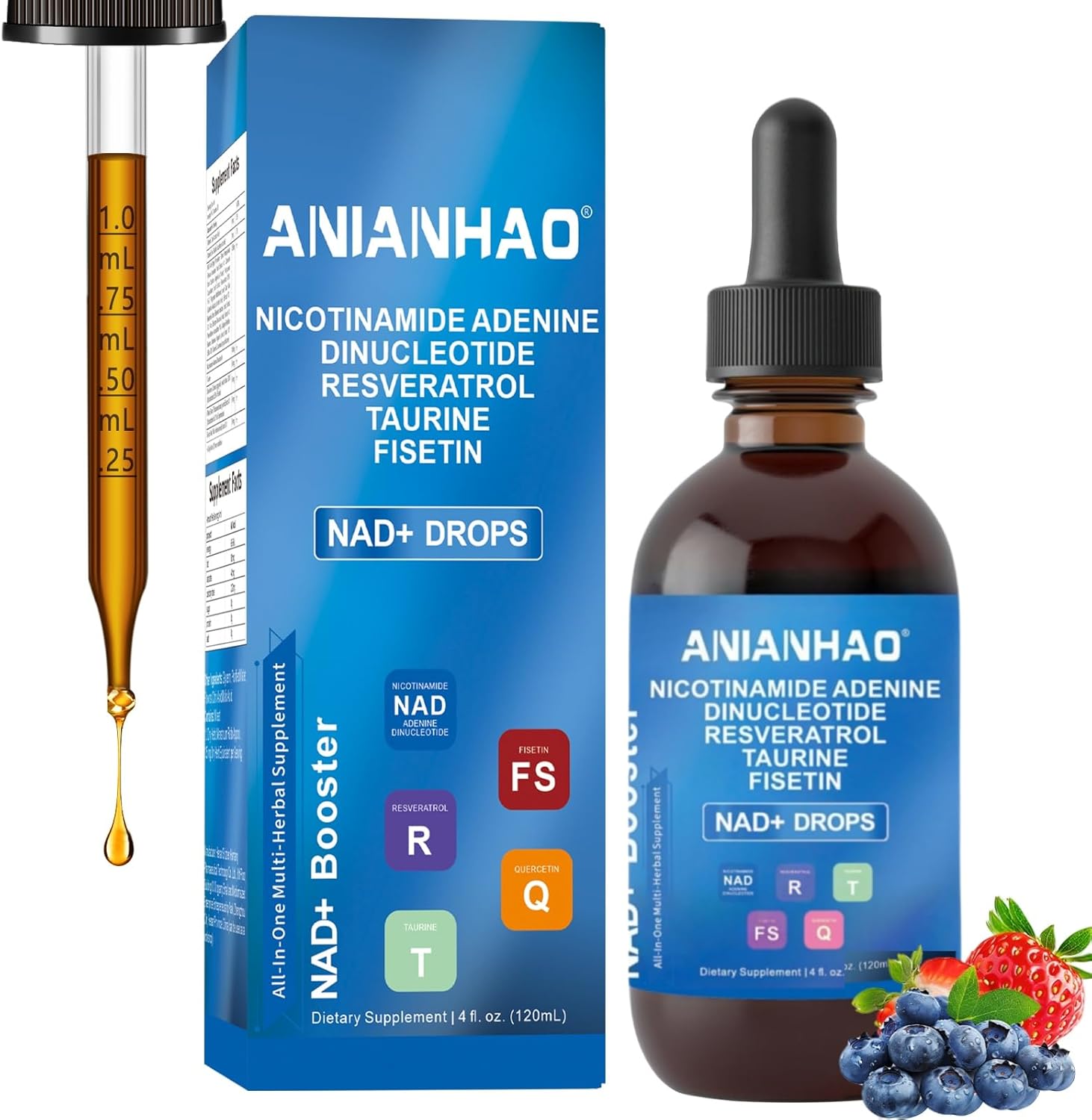120ml NAD+ Supplement Liposomal - Better Absorption - Nicotinamide Adenine Dinucleotide with Resveratrol & Taurine - Patented Cellular Delivery - NAD+ Enhancer - Pure Anti Age - Liquid Drops