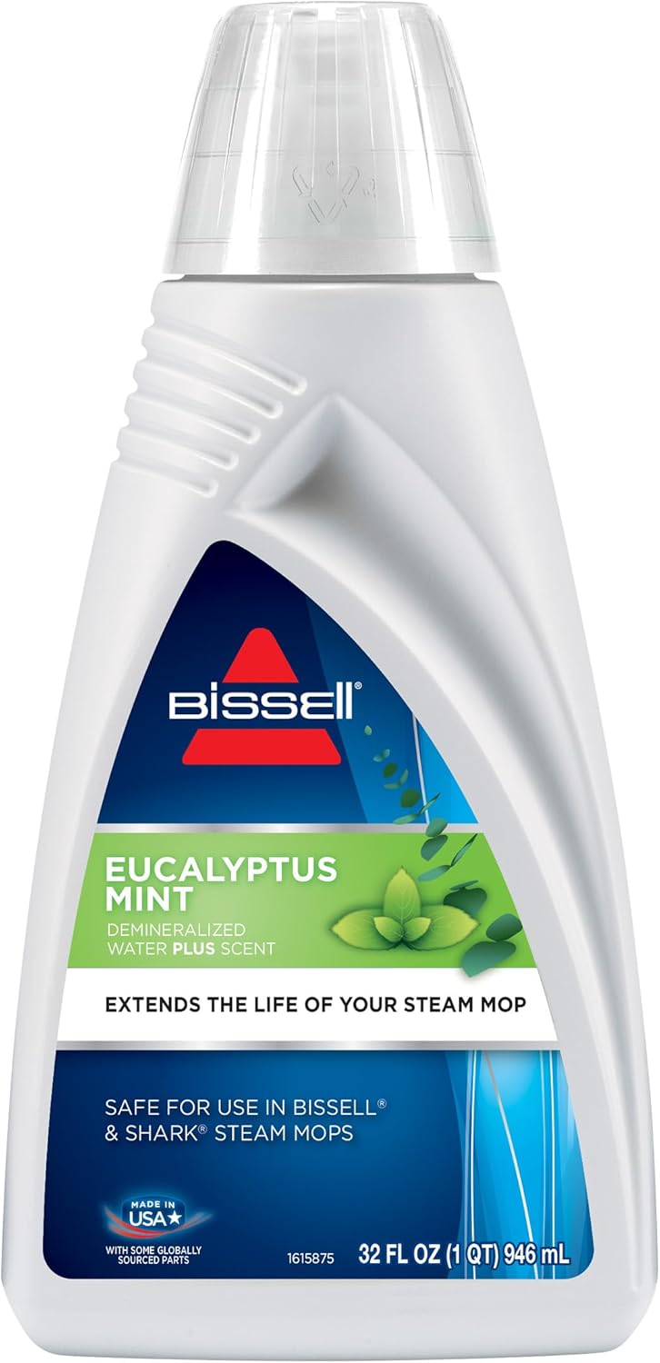 BISSELL EUCALYPTUS MINT DEMINERALIZED STEAM MOP WATER, 32 ounces, 1392, WHITE