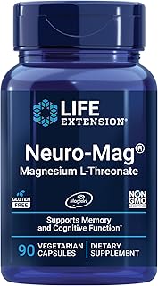 Life Extension Neuro-mag Magnesium L-threonate, Magtein, Magnesium Supplement, Brain Health, Memory & Attention, Gluten Free, Vegetarian, Non-GMO, 90 Vegetarian Capsules