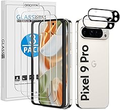 OMOTON 3+2 Pack for Google Pixel 9 Pro Screen Protector, 3 Pack Tempered Glass Screen Protector & 2 Pack Camera Lens Protector for Pixel 9 Pro 2024 Released 6.3-inch, Case Friendly/9H Hardness