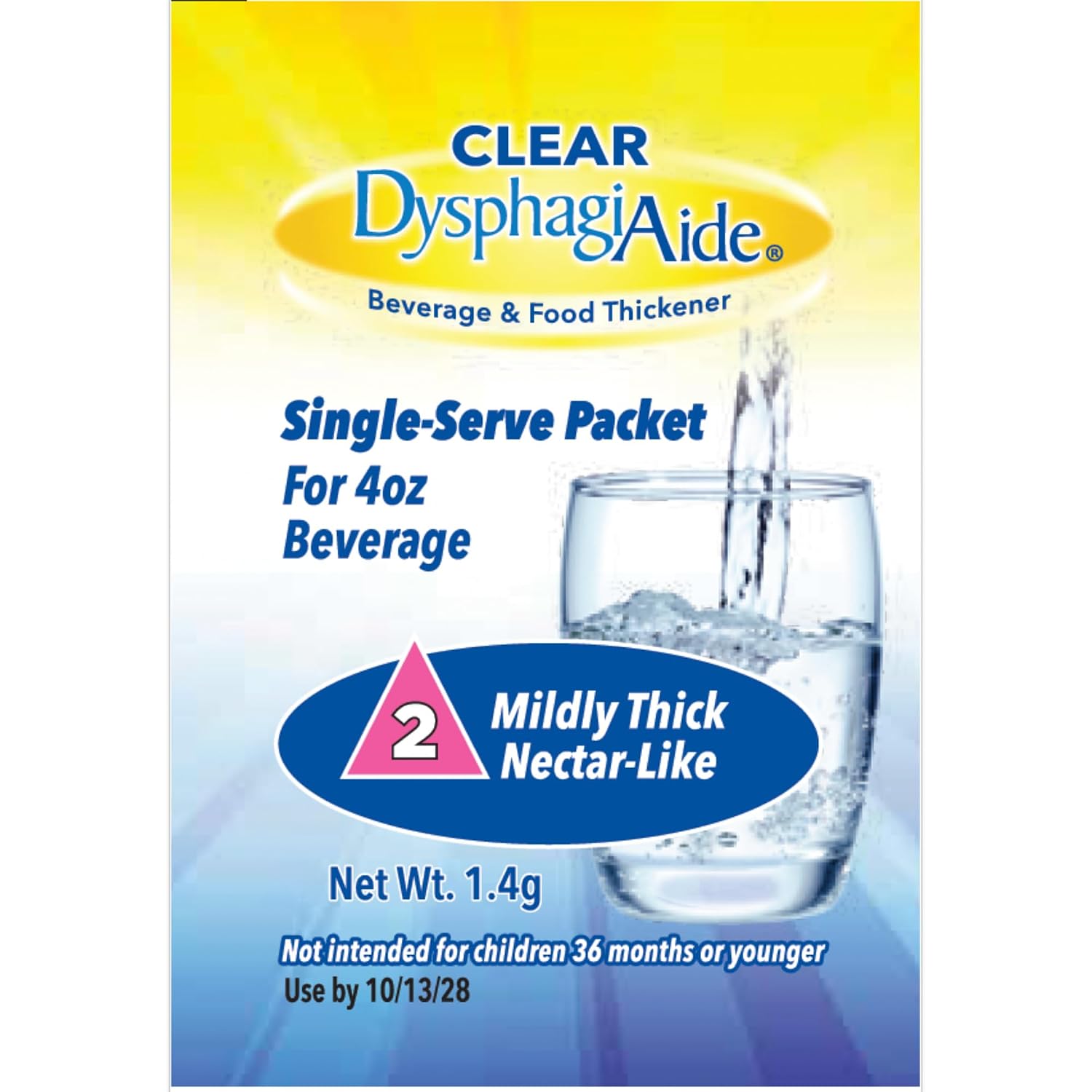 Clear DysphagiAide Thickener, Level 2 Mildly Thick (Nectar-Like) Single Serving Packets, 24 Count