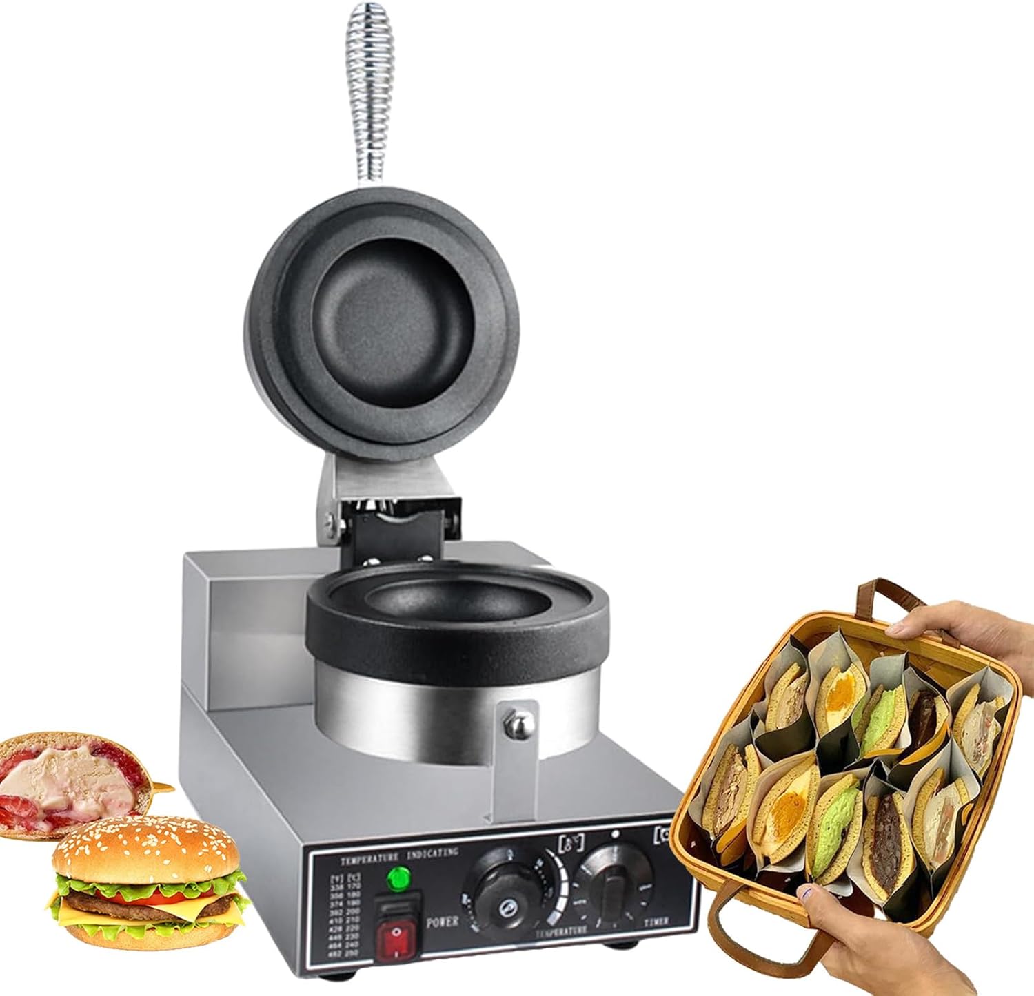 SAIYERUS Ice Cream Burger Maker, UFO Burger Maker, Ice Cream Filling Waffle Maker, Hamburger Waffle Maker Sandwich Press, Non Coated, Household or Commercial,220V