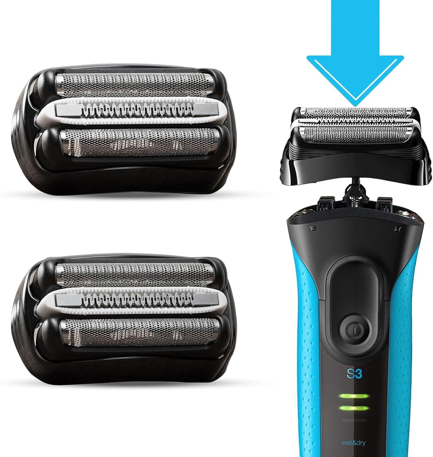 2Pack 32B S3 Electric Replacement Shaver Head for Braun Series 3 Shaving Razors, Compatible with S3 3040s 3080s-4 370cc 3070cc 3000s 3010, 3090cc Etc.
