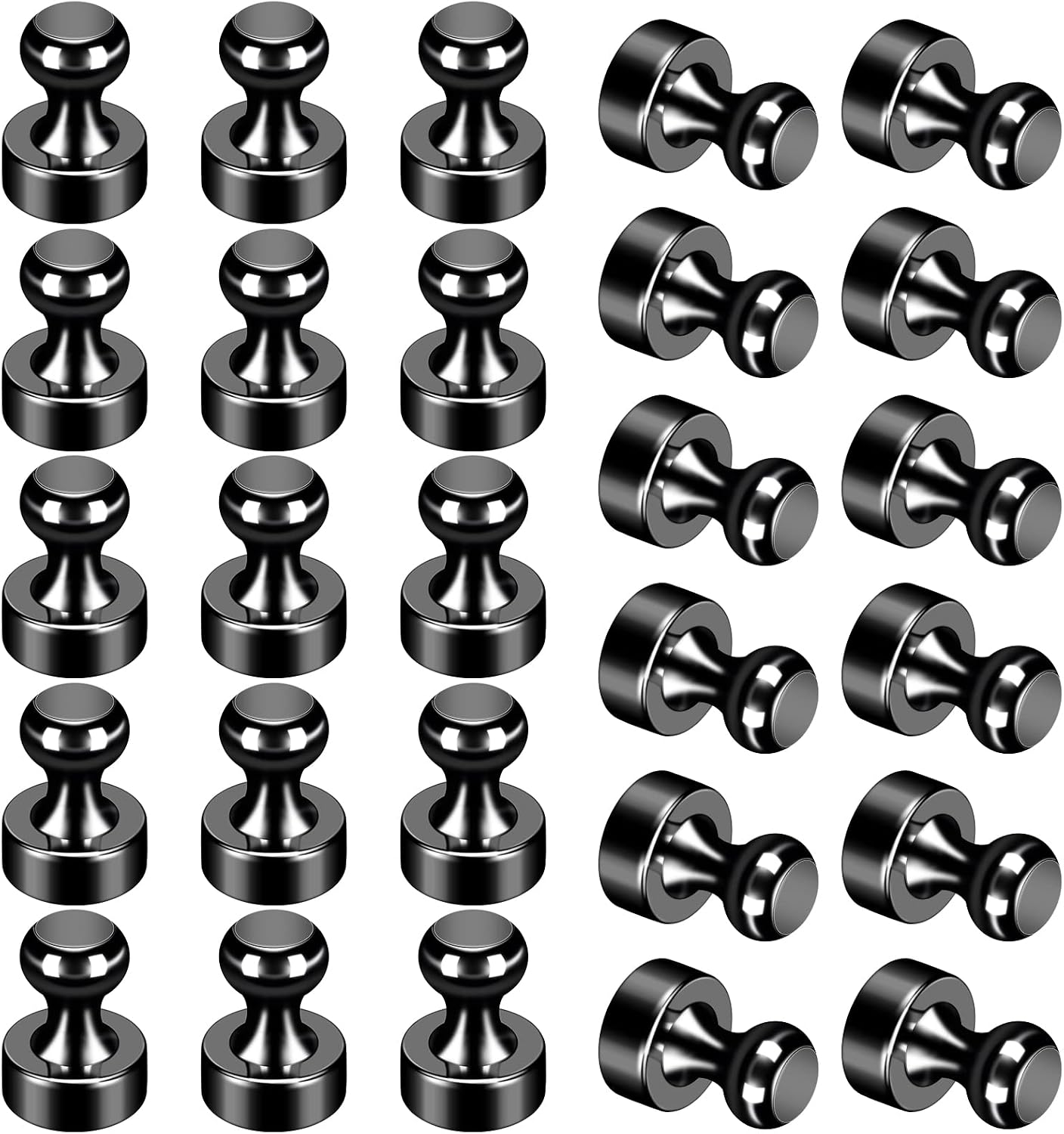 24 Pack Black Fridge Magnets,Strong Refrigerator Magnets,Magnetic Push Pins for Whiteboard,Office,Classroom,Kitchen,Lockers