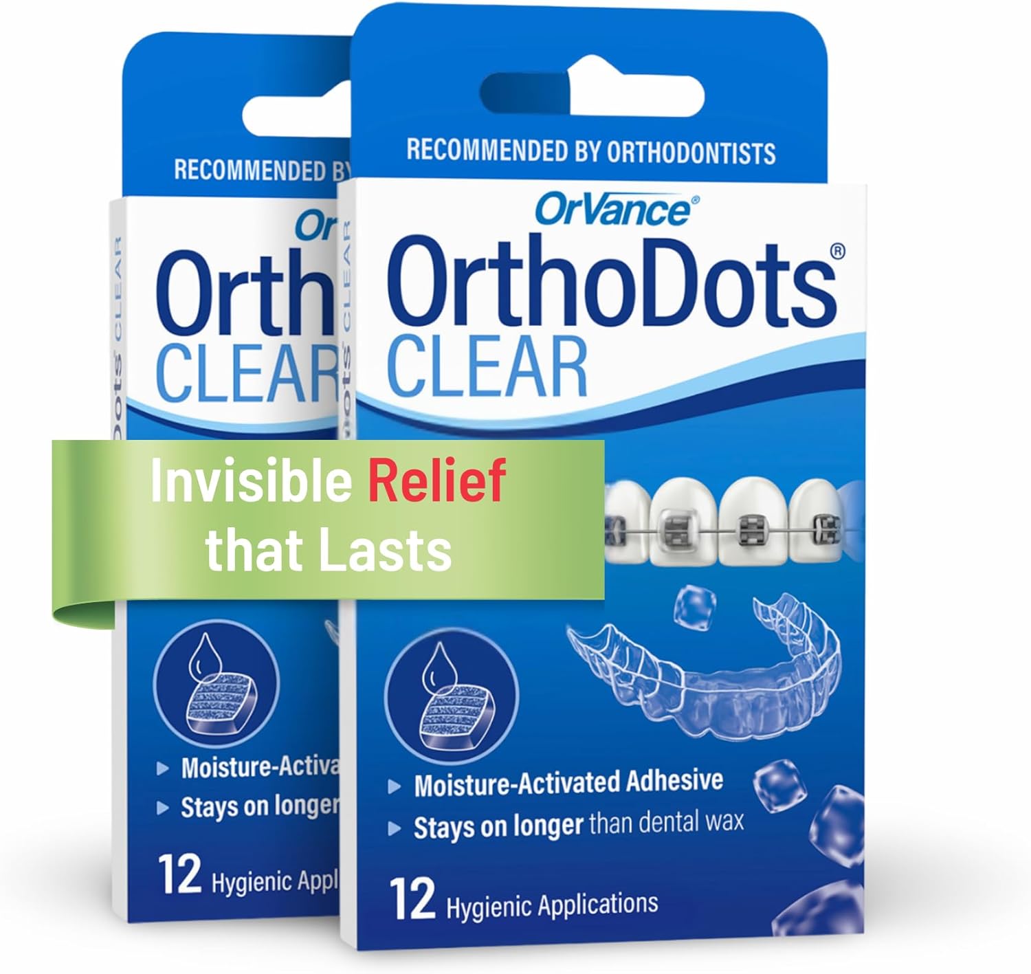 OrthoDots CLEAR – Moisture Activated Braces Wax Alternative for Pain Caused by Braces, Clear Aligner Trays, and Other Orthodontic Appliances. OrthoDots Stick Better and Stay on Longer than Dental Wax.