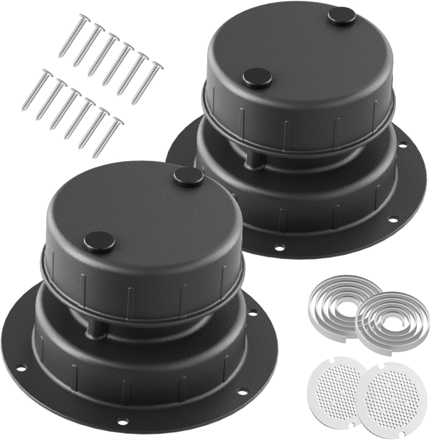 Metal RV Plumbing Vent Cap Replacement with Screen - Aluminum Roof Sewer Vent Cover for 1" to 2-3/8" OD Pipe - Universal Camper Travel Trailer Motorhome Accessories for Outdoor (Black, 2 Pack)