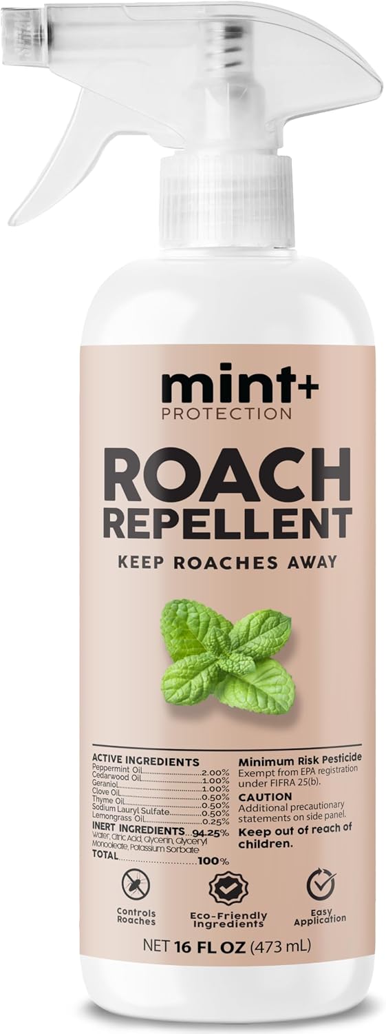 Mint+ Roach Repellent Spray, Long-Lasting Cockroach Spray for Indoor & Outdoor Use, 16 oz (475mL)