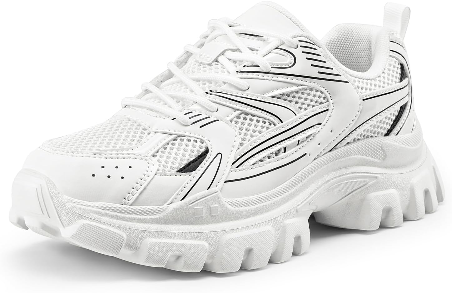 DREAM PAIRS Women's Trainers Platform Chunky Fashion Sneakers Walking Lace-Up Heidi Comfortable Sneakers Workout Sport Work Casual Tennis Shoes