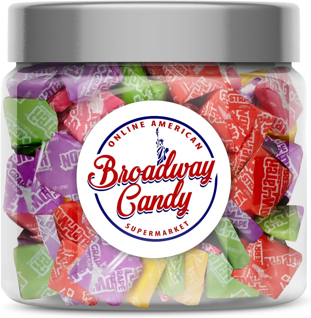 Broadway Candy Sweets Jar 450g - Now & Later Sweet & Sour Chewy Candy - Individually Wrapped American Sweets - Fruit Flavoured Assortment - Approximately 100 Pieces