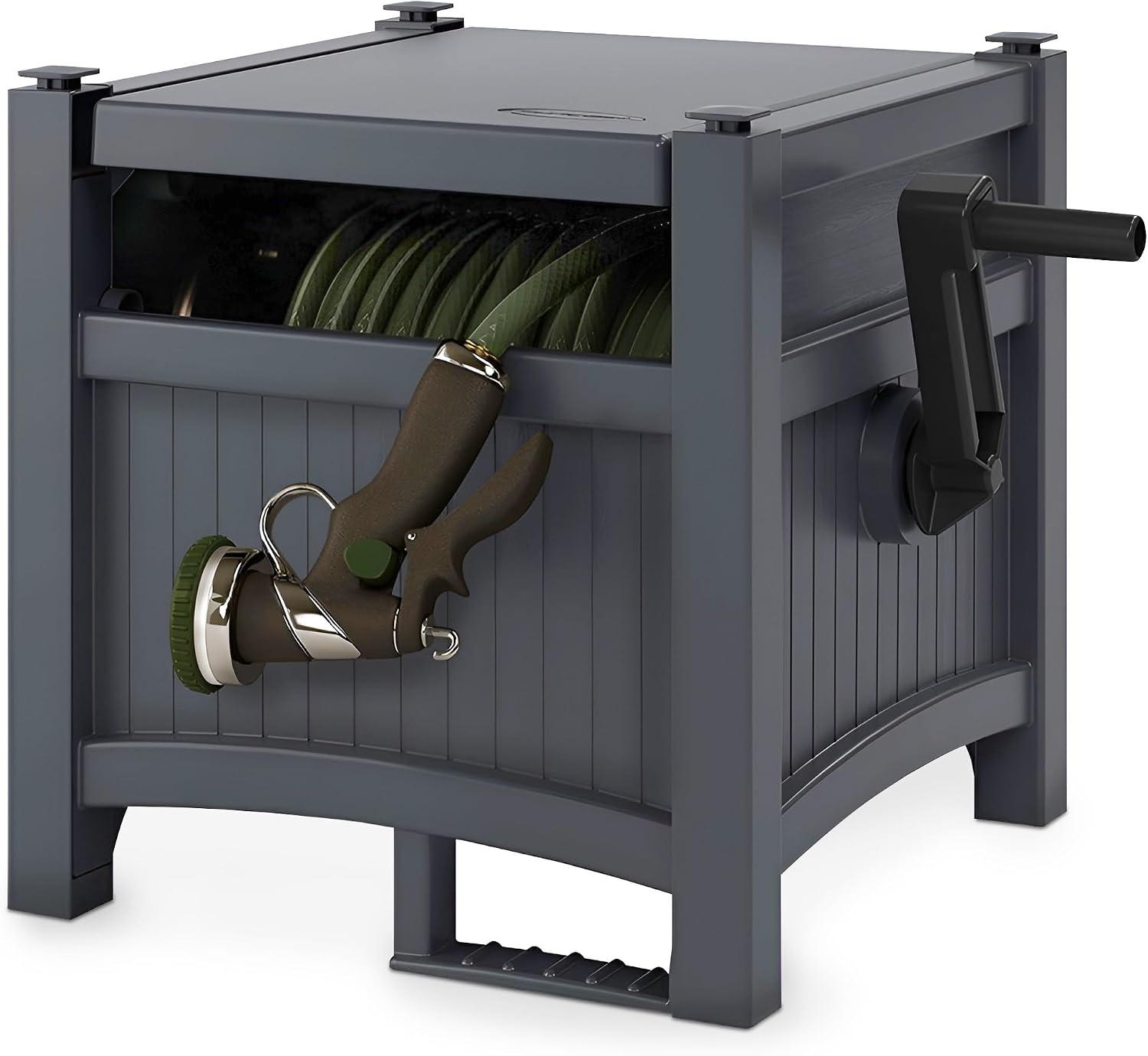 Suncast 100 ft Garden Hose Reel Hideaway, Cyberspace Grey