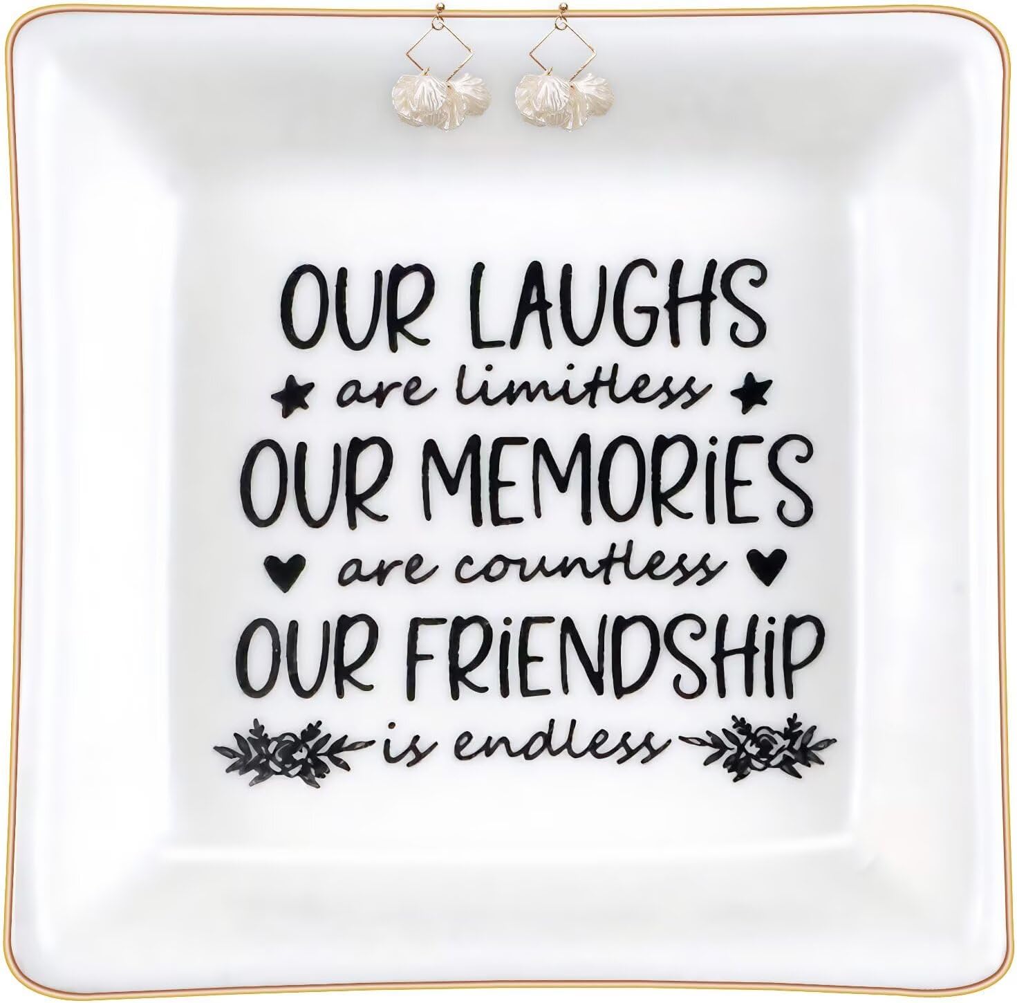 Our Friendship Is Endless Jewelry Dish Tray Ceramic Trinket Dish For Women Retirement Gift For Woman Willow Tree Friendship Graduation Gifts For Her