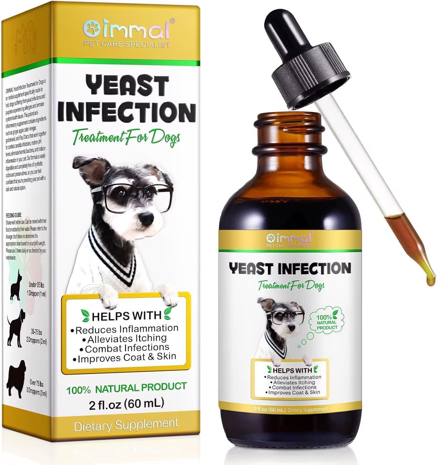 CARO Organics Yeast Infection Treatment for Dogs,Dog Yeast Infection Treatment for Itchy Dog Skin Relief,Dog Allergy Relief,Itchy Ear Relief for Dogs,Dog Ear Infection 60ml