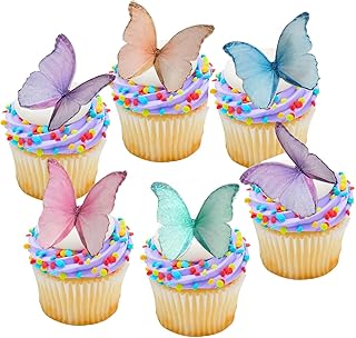 48Pcs Edible Butterflies for Cake Decorating Edible Butterfly Cupcake Toppers Wafer Paper Butterflies Edible Butterfly Cake Decorations for Wedding Birthday Party Cupcakes Decorating(Mix Color)