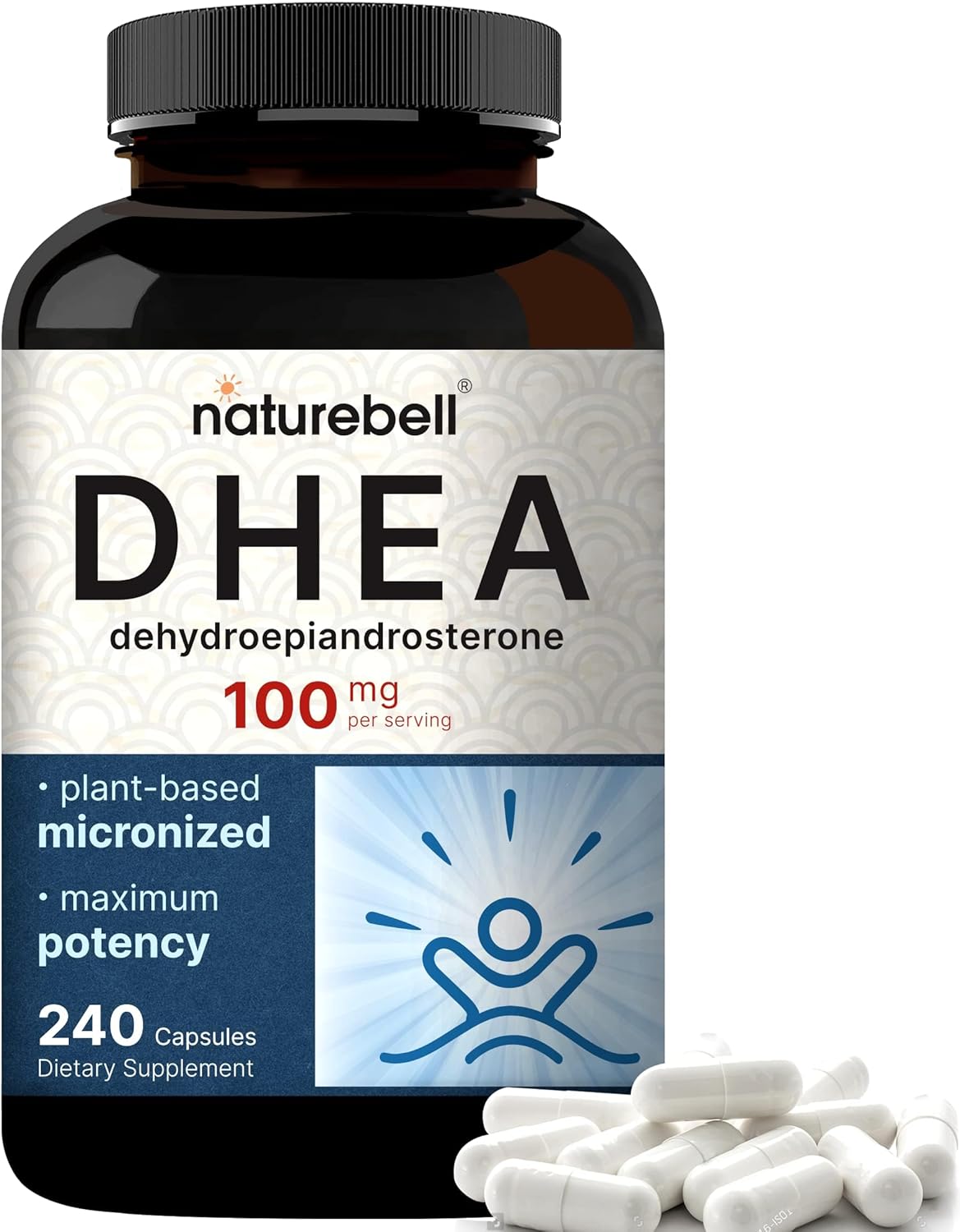 NatureBell DHEA 100mg for Men & Women, 240 Capsules | Micronized for Better Absorption | Plant-Based Source | Supports Energy, Metabolism & Healthy Aging | Non-GMO, Made in USA