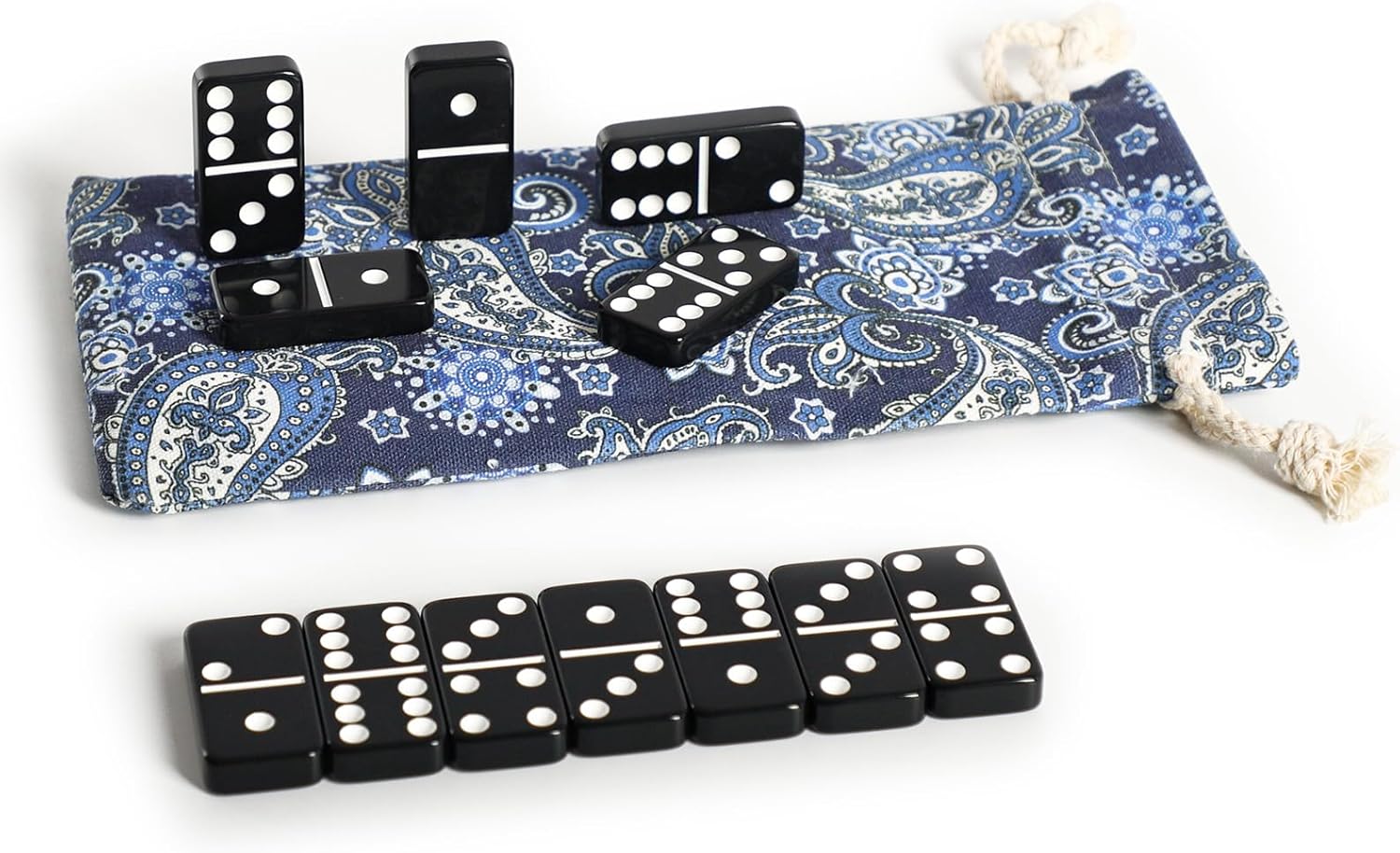Dominoes Set for Adults, Double Six Domino & Tile Games, Domino Set with 28 Large Tiles & Portable Bag, for Classic Family/Travel Board Game (2-4 Players)