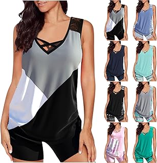 Tankini Swimsuits for Women 2024 Modest Two Piece Bathing Suits Modlily Bikini Sets Tankini Tops and Swim Shorts