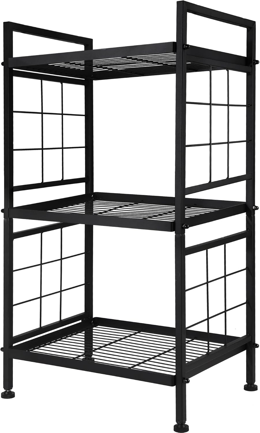 GIOTORENT 3-Wire Standing Storage Shelves, Metal Shelving Unit Pantry Rack for Laundry Kitchen Bathroom Organizer(Black)