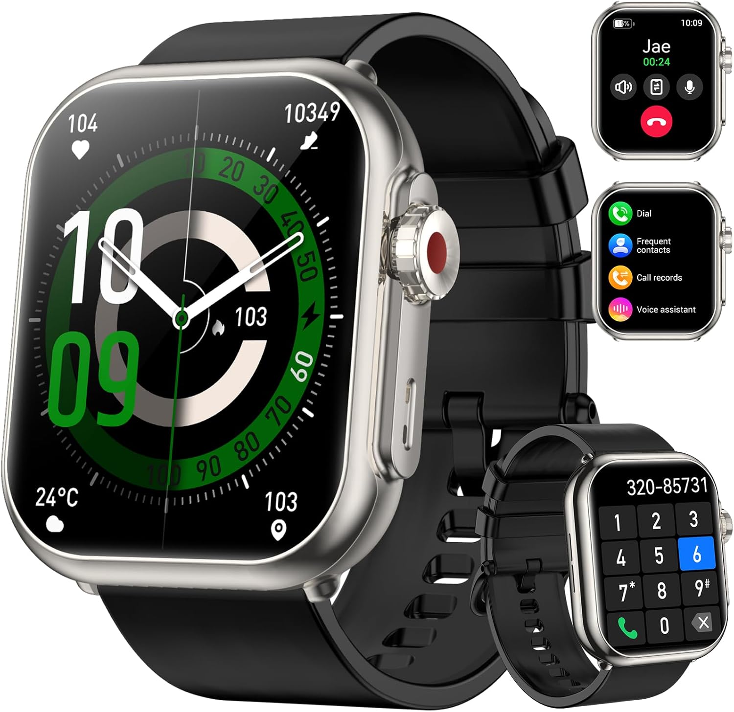 Smart Watch for Men Women, 1000 mAh 100 Day Battery Life, 1.85" Fitness Tracker Bluetooth Call/Make Calls, 110+ Sport Modes, IP68 Waterproof, Heart Rate, 24/7 Sleep Monitor Fitness Watch, iOS/Android