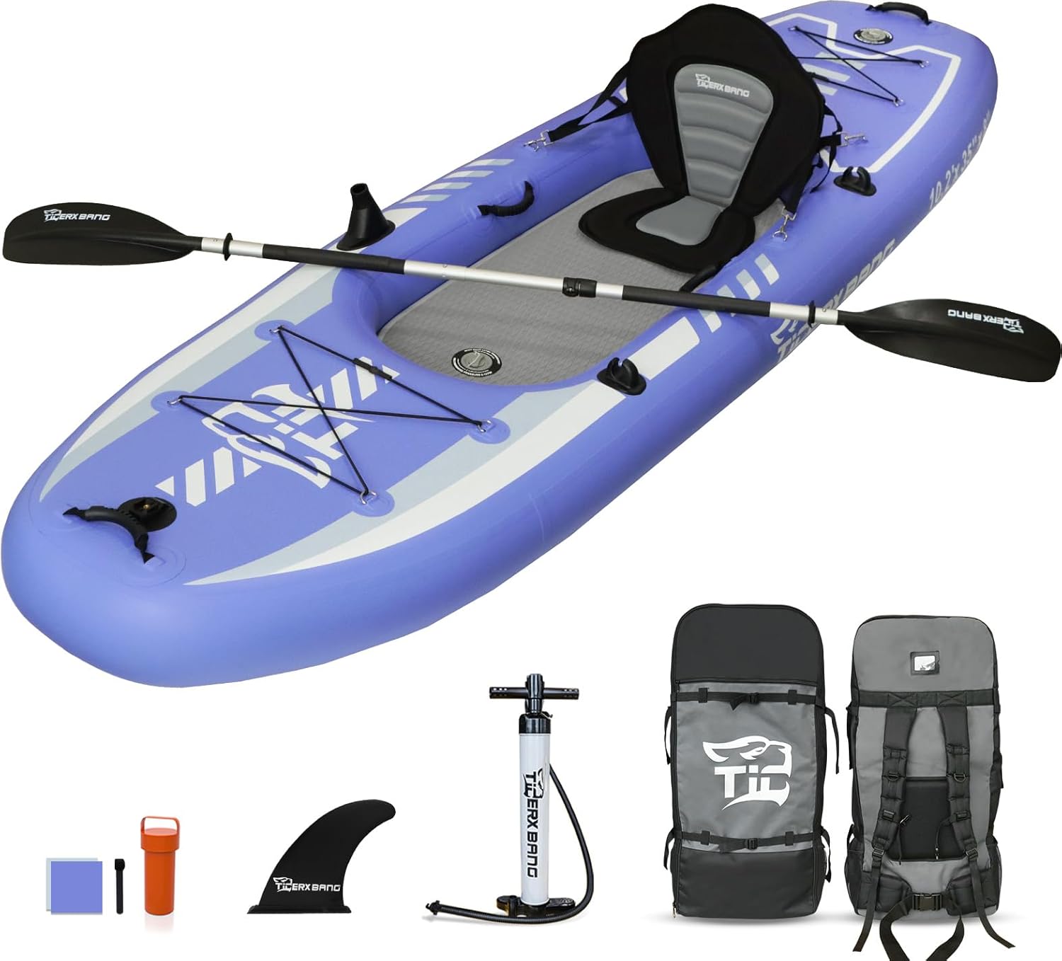 10.2'x35''x8'' Inflatable Kayak with Detachable Seat, SUP-Kayak Set Includes Hand Pump/Aluminum Oar/Backpack, Boat for Adults/Kids | for Fishing, Touring