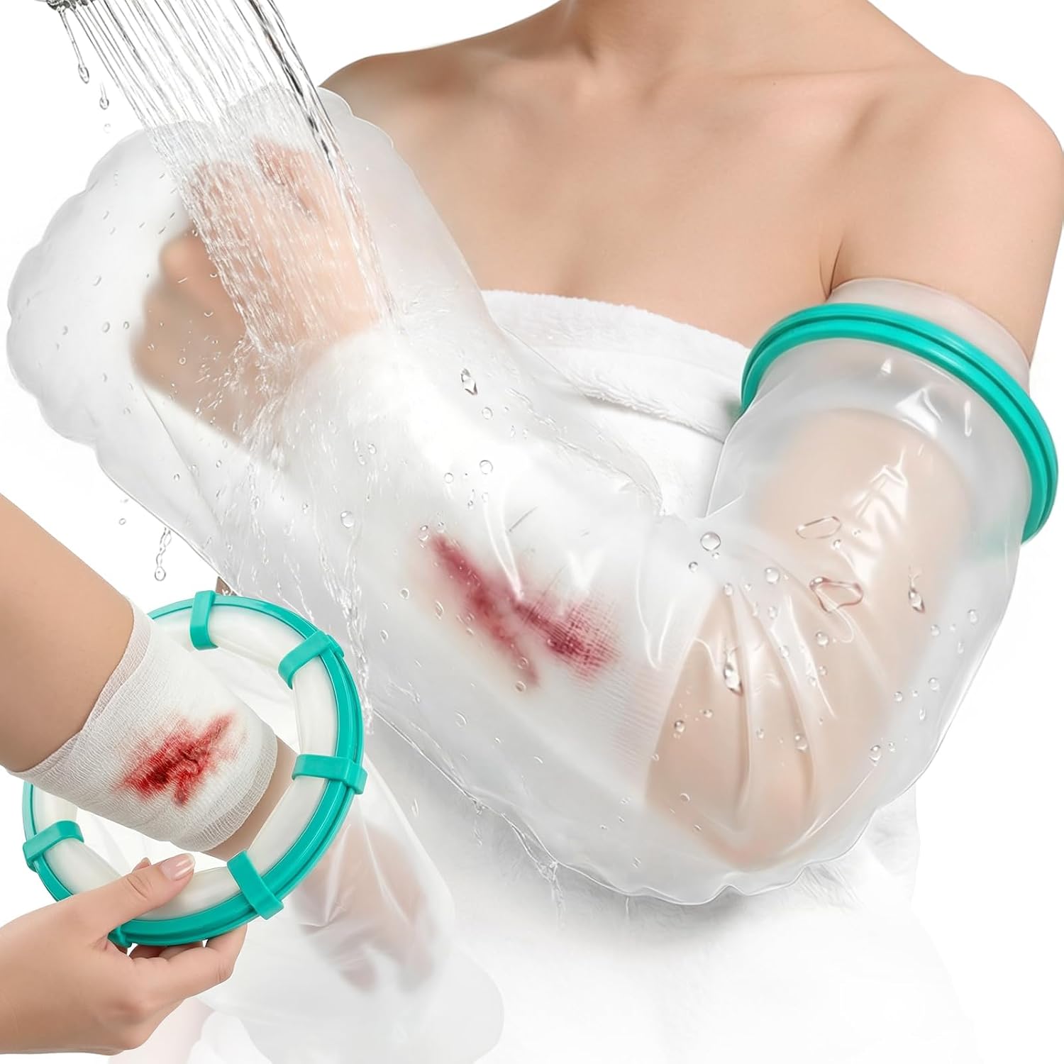 HONYAO Cast Covers for Shower Arm Adult, Waterproof One-Handed Application