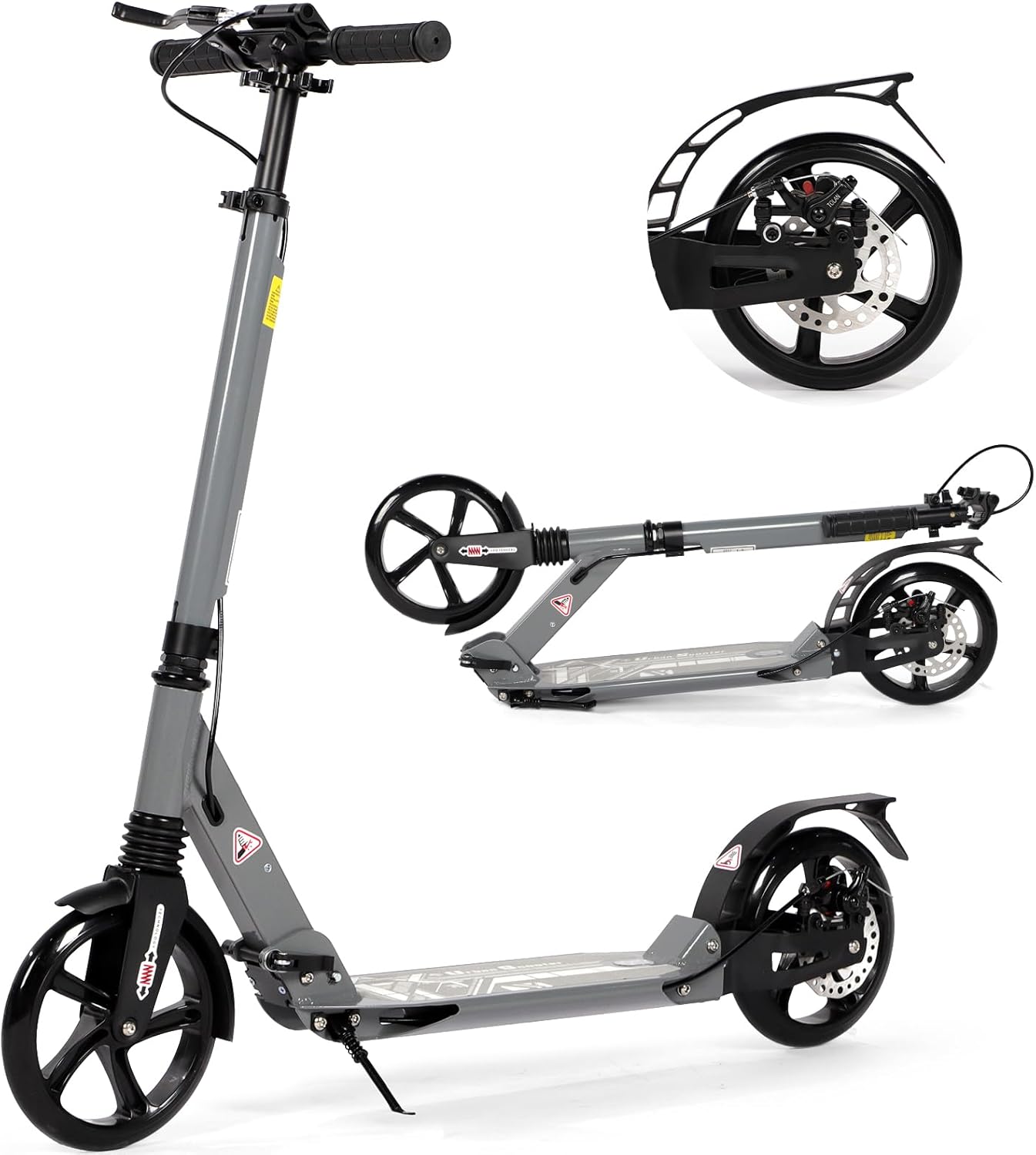 Kick Scooter for Kids Ages 8-12, 200mm Big Wheel Adult Scooter with Disc Brakes and Carry Strap, Foldable Scooters for Teenagers 11-15