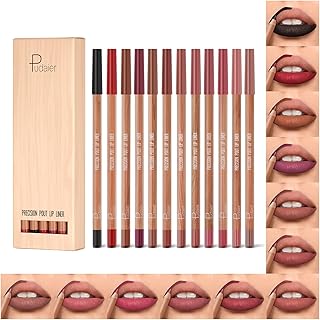 Lip Liner Set, 12Pcs Pure Natural Oak Brown Pink Red Series Lip Liners, Smooth and High Pigmented Lip Makeup Pencil