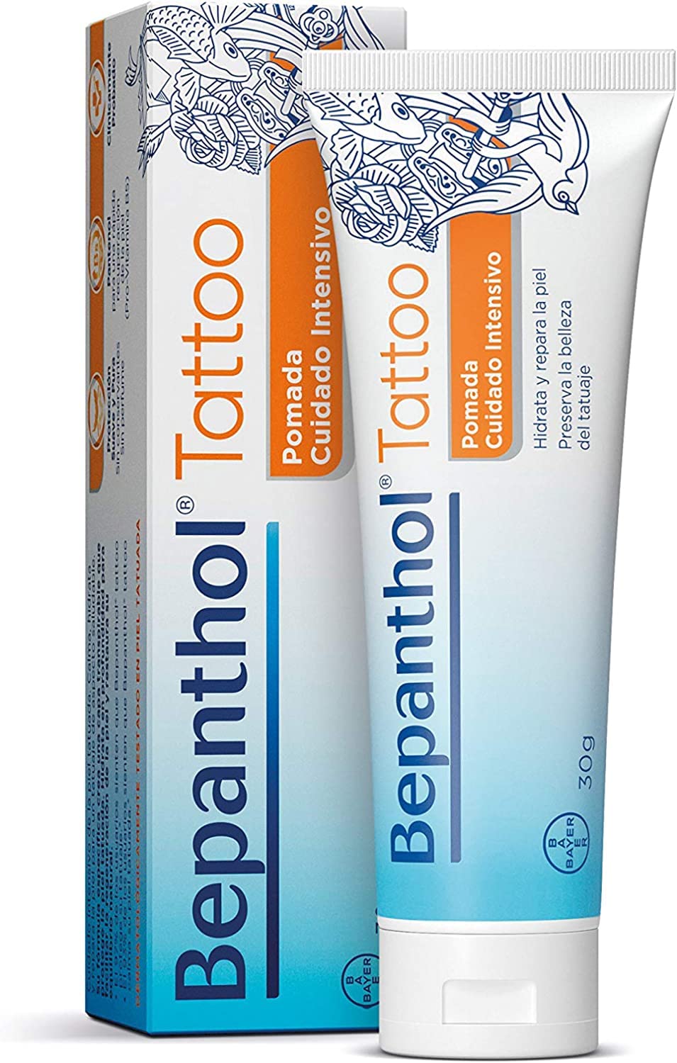 Bepanthol Tattoo Cream with Panthenol, Hydrates, Skin Repairs and Preserves Tattoo Beauty, 30 g