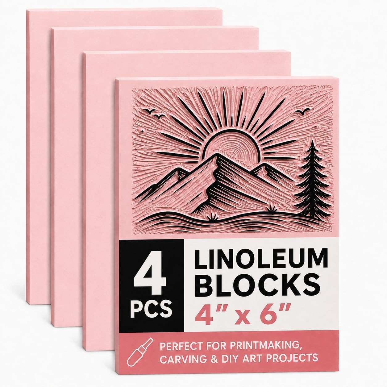 Bobblebro 4 PCS 4"x6" Soft Linoleum Blocks for Printmaking & Stamp Making