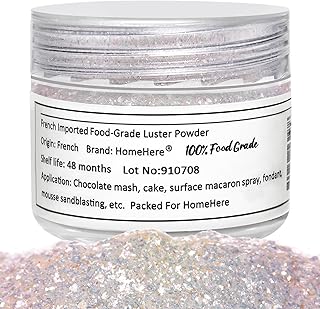 HomeHere Edible Luster Dust Food-Grade Glimmer Powder Glitter for Cake Decorating 7g, Edible Sprinkle Glitter for Cocktails Drinks Baking Candy Dessert Chocolate Vegan Tasteless, Iridescent