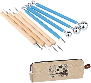 Ecjiuyi Paper Flower Tools,Ball Stylus Dotting Tools for Mandala Rock Painting, 8 Piece Polymer Clay Sculpting Pottery Tools,Embossing Pattern Supplies