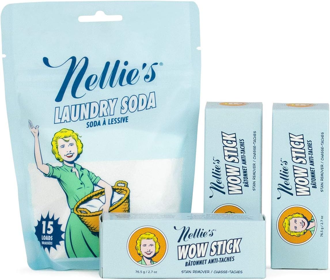 Nellie's WOW Stick Bundle | 3 Stain Remover Sticks & 15-Load Laundry Soda