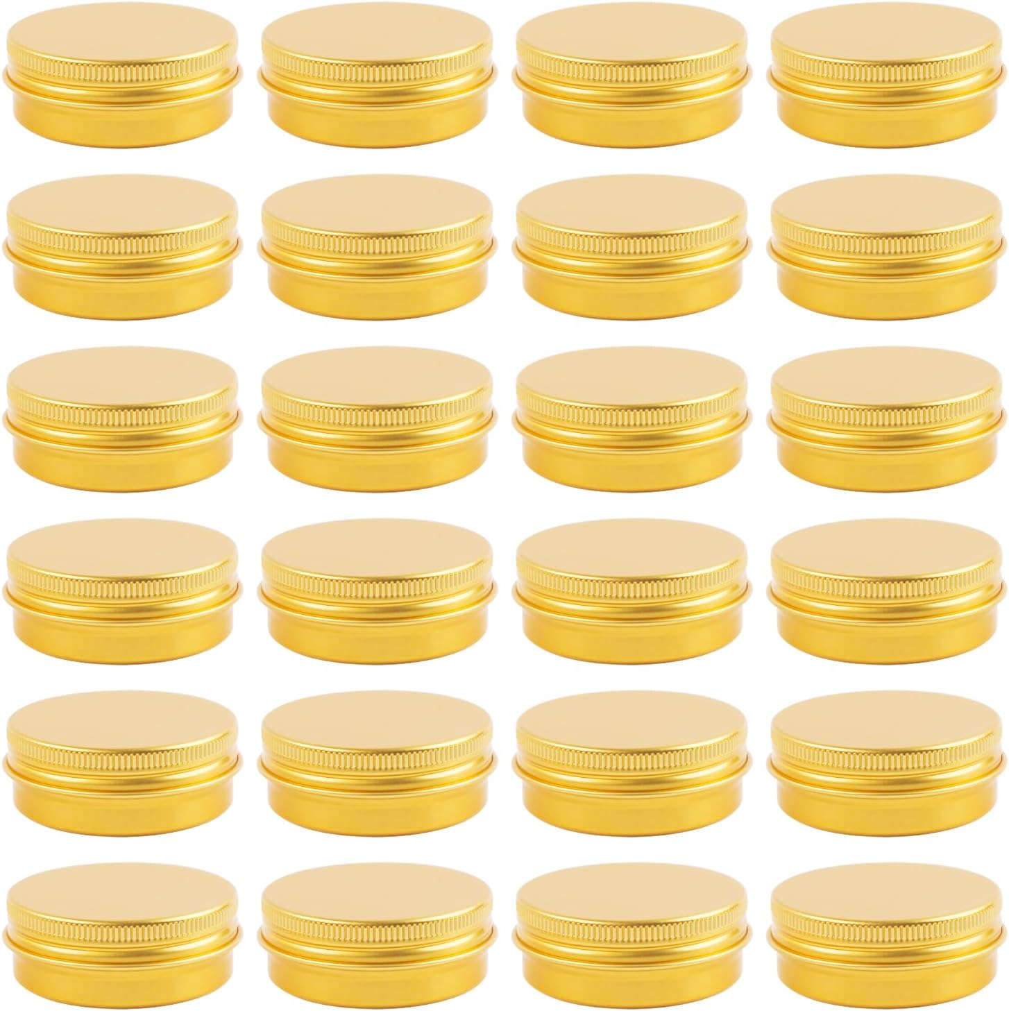24 Pcs Aluminum Tin Cans Round Empty Tins with Lids 1 oz Containers with Lids for Spices Salve Balms Beard Balm Toiletries Creams Makeup Cosmetic Gold