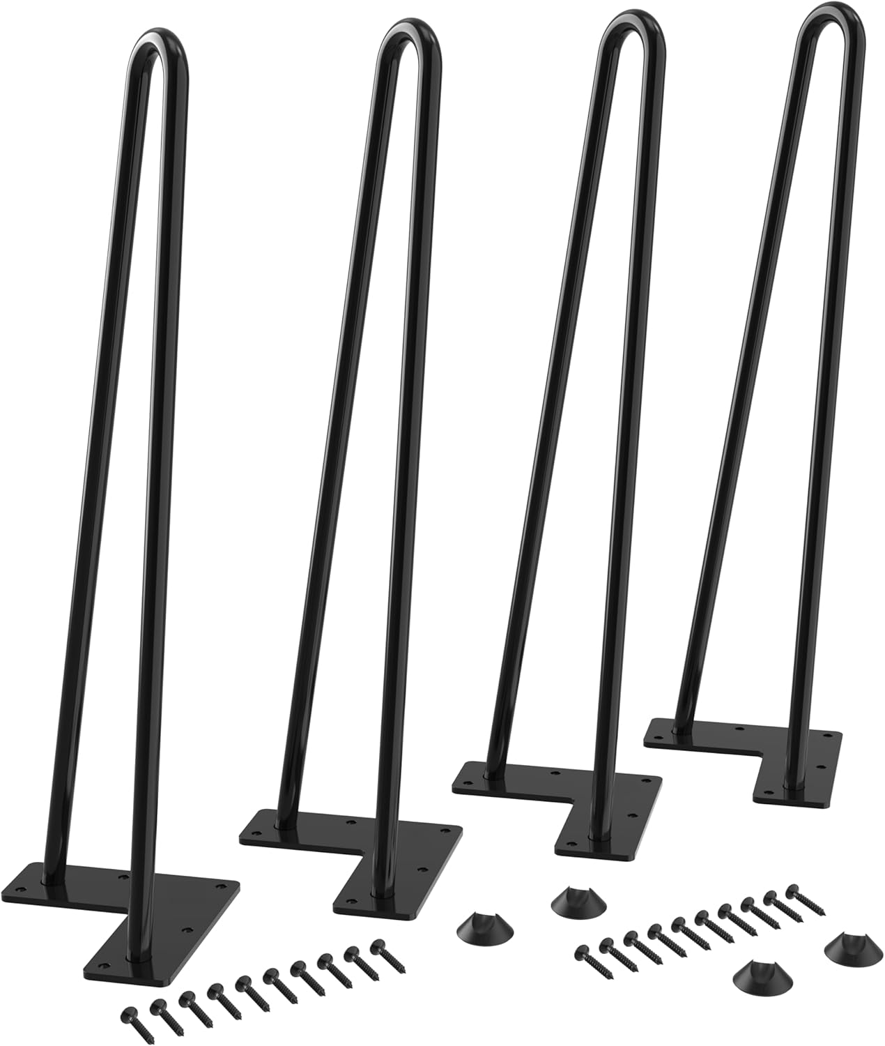 WINSOON 4PCS 45 cm Hairpin Table Legs Max Support 450lbs with Protector Feet Mid-Century Modern Style for Furniture Legs, Coffee Table Legs, Bench Leg, Chair Leg