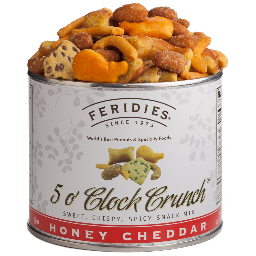 FERIDIES Honey Cheddar 5 O'Clock Crunch Gourmet Sweet and Spicy Snack Mix, 6oz Tin