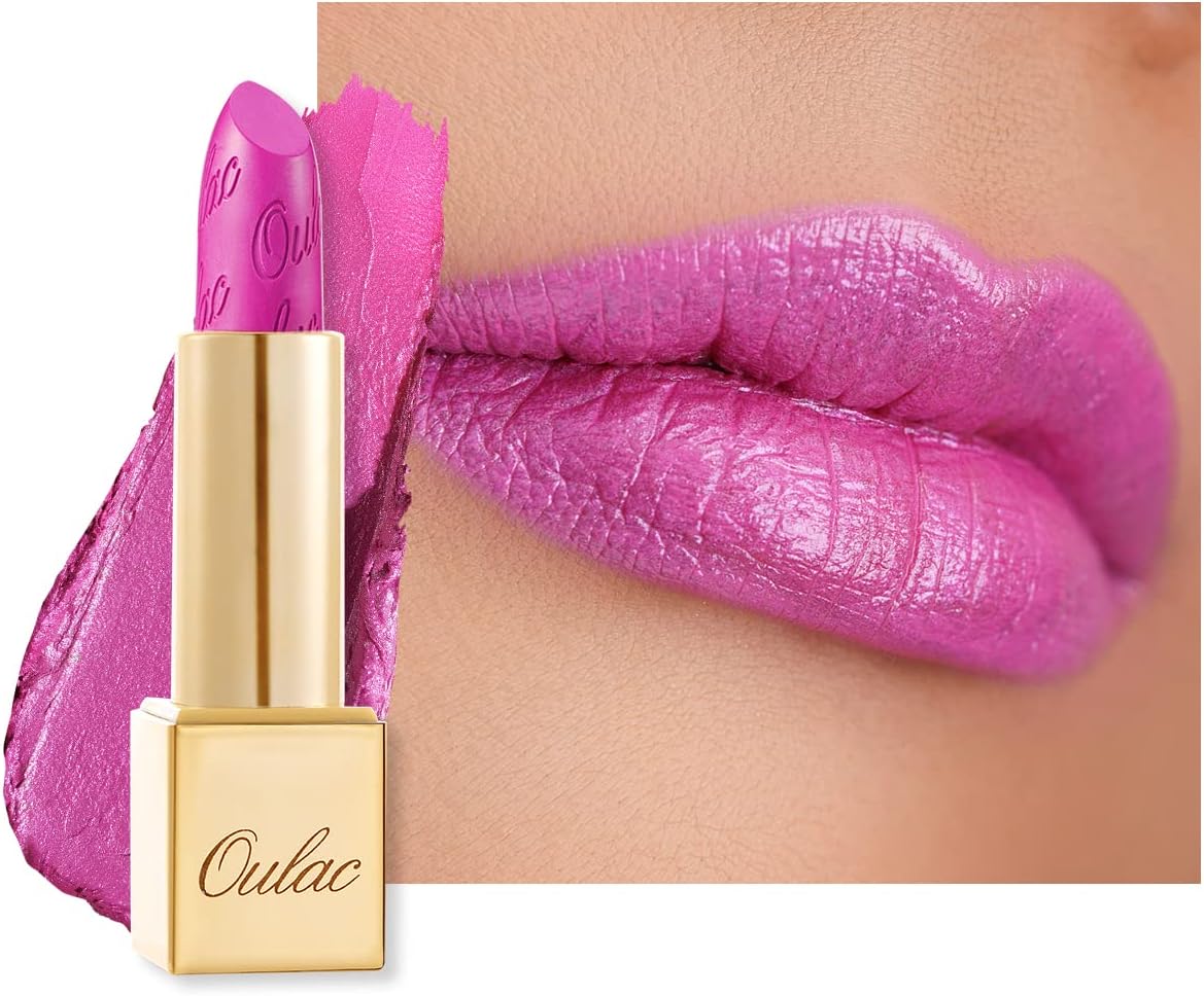 OULAC Purple Metallic Glitter Lipstick, Violet Shine High Impact Lipcolor,Mauve Long Lasting Lip Stick, Soft and Ultra Moisture,Vegan & Cruelty-Free, Full-Coverage Lip Color 4.3 g/0.15 Velocity(15)
