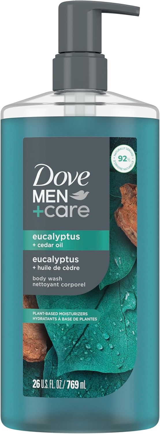 DOVE MEN + CARE Shower Gel Eucalyptus Oil and Cedar Oil for Rebuilding Skin in the Shower with Herbal Cleansers and Moisturizers 66ml