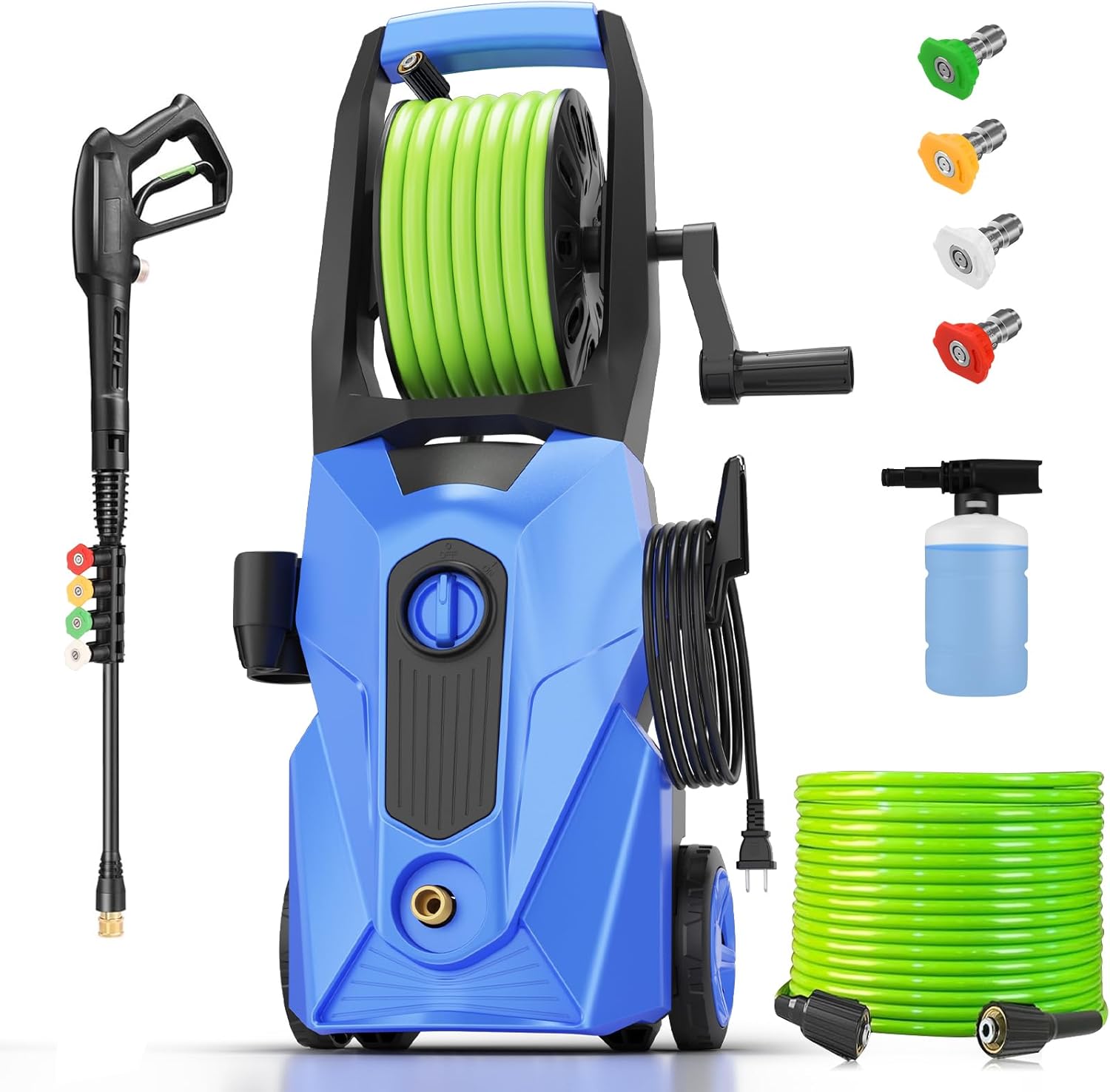 Electric Pressure Washer 5000 PSI 2.8 GPM Power Washers Electric Powered with 33ft Pressure Hose, 4 Nozzle and Foam Cannon, powerwashers for Home, Cars, Fences, Patio, Upgraded Blue