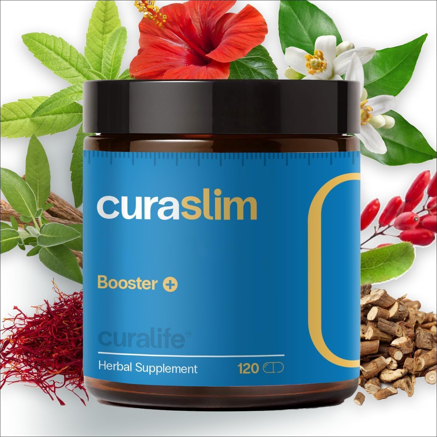 Curaslim Weight Loss Supplement 10 Natural Ingredients, Berberine, 5HTP, L-Glutamine, Saffron | Appetite Suppressant, Support Energy, Metablism & Sleep | 120 Capsules