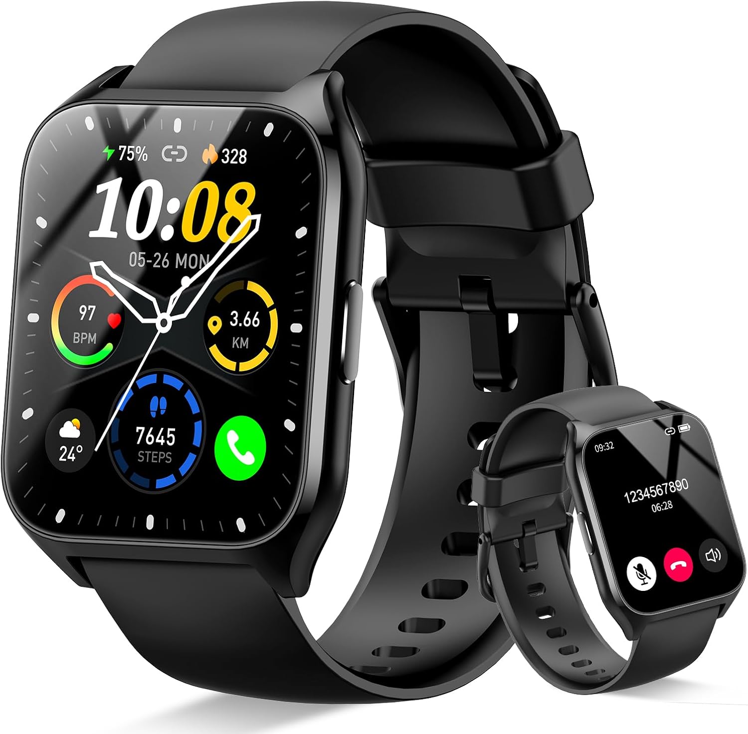 Smart Watch for Men Women, 1.85" Smartwatch Answer/Make Calls, Fitness Watch with Heart Rate/Sleep Monitor/Step Counter, 110+ Sport Modes, IP68 Waterproof Activity Fitness Trackers for Android iOS