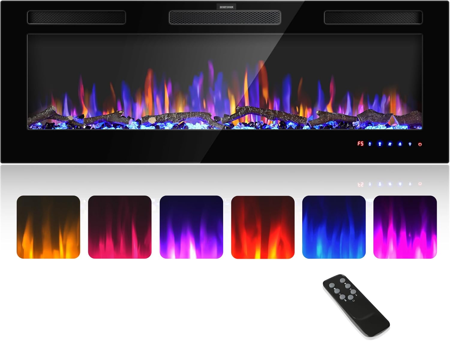 50" Electric Fireplace Inserts - Recessed Fire Place and Wall Fireplace Heater, Indoor Wall Mounted Faux Floating Fireplace with Remote Control, Adjustable Flame Color and Brightness, 750 | 1500W