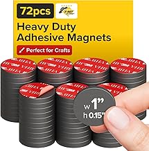 X-bet MAGNET - Adhesive Magnets - Ferrite Magnetic - 72 Pieces - Round Disc Magnets - Strong Sticky Adhesive Backing - Ceramic Magnets Ideal for Projects, Kitchen - 1"x0.15"