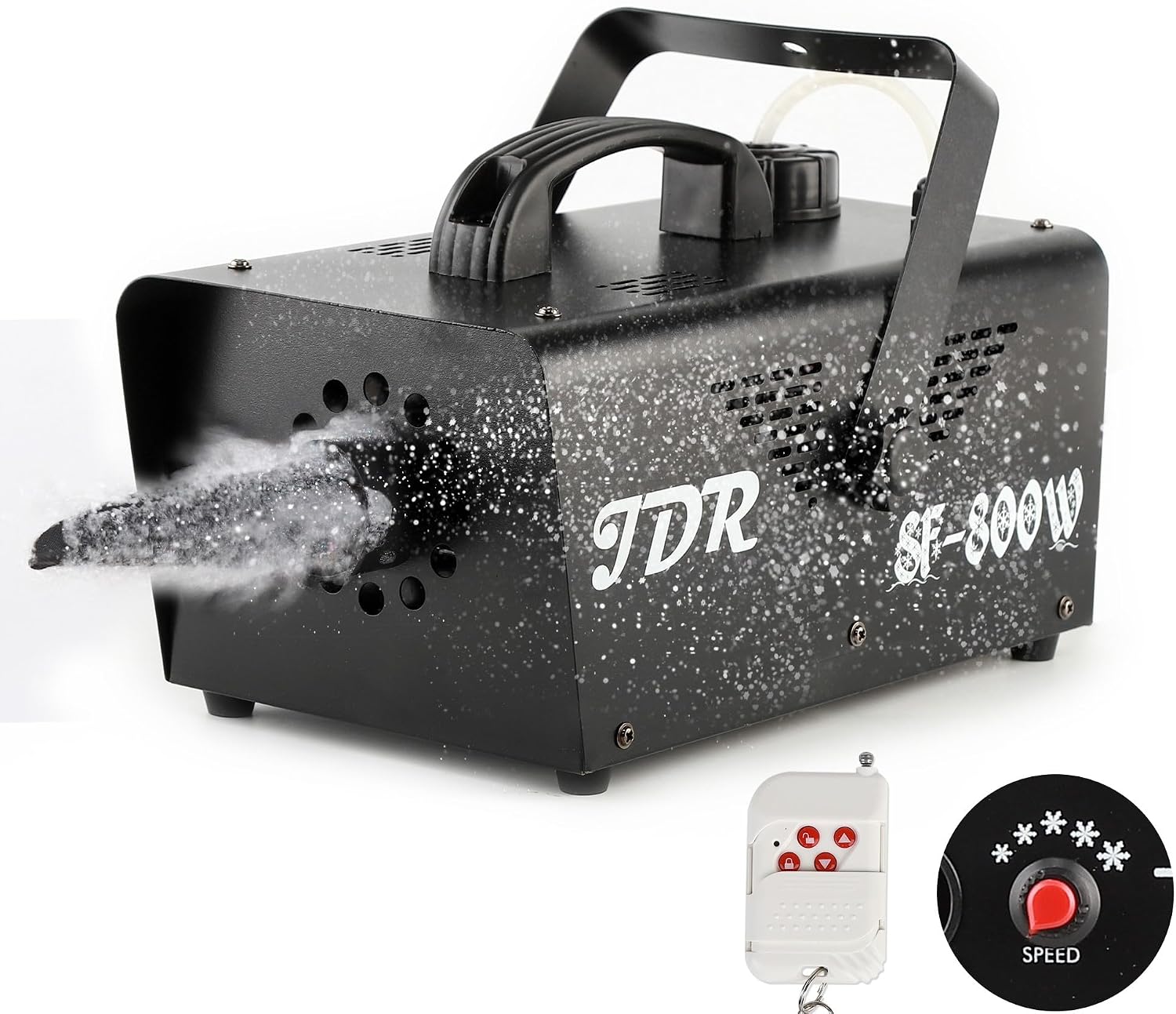 JDR 800W Snow Machine Wireless Remote Auto Mode Snowflake Maker for Parties