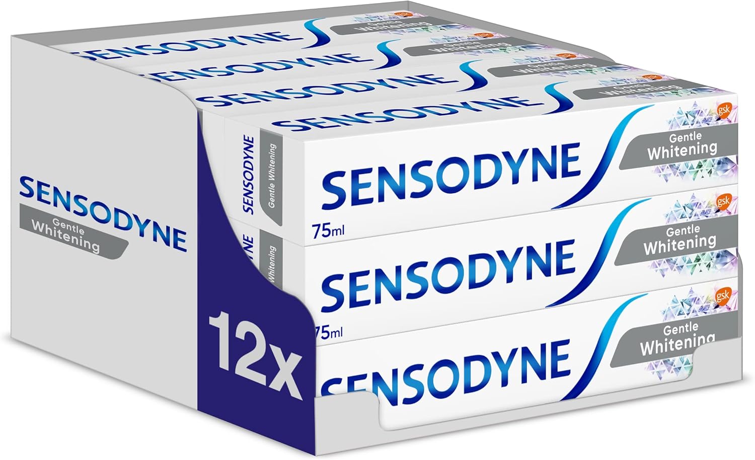 Sensodyne Whitening Sensitive Toothpaste, Daily Care Gentle Whitening, 75 ml, Pack of 12