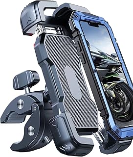 Motorcycle Phone Mount Holder, [150mph Wind Anti-Shake][7.2inch Big Phone Friendly] Bike Phone Holder, Motorcycle Handlebar Cell Phone Clamp, Compatible with iPhone 16 Pro Max Smartphones