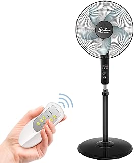 Simple Deluxe Pedestal Stand Fan with Remote Control for Indoor, Bedroom, Living Room, Home Office & College Dorm Use,3 Speed, Black, 16 Inch