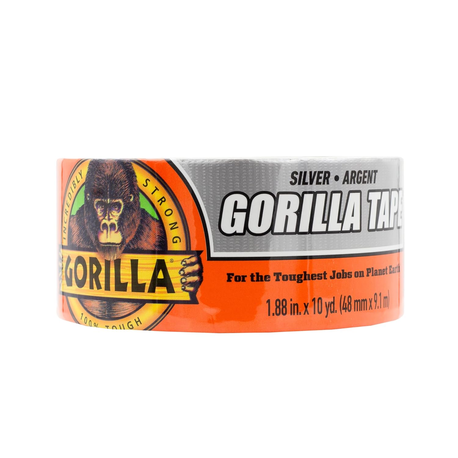 Gorilla Tape, 1.88 in x 10 yd, Silver (Pack of 1) - Duct, Utility, Triple Layer Strength, Indoor & Outdoor, Weather Resistant Shell