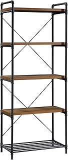 Sauder Iron City Tall Bookcase/Book Shelf, Checked Oak Finish